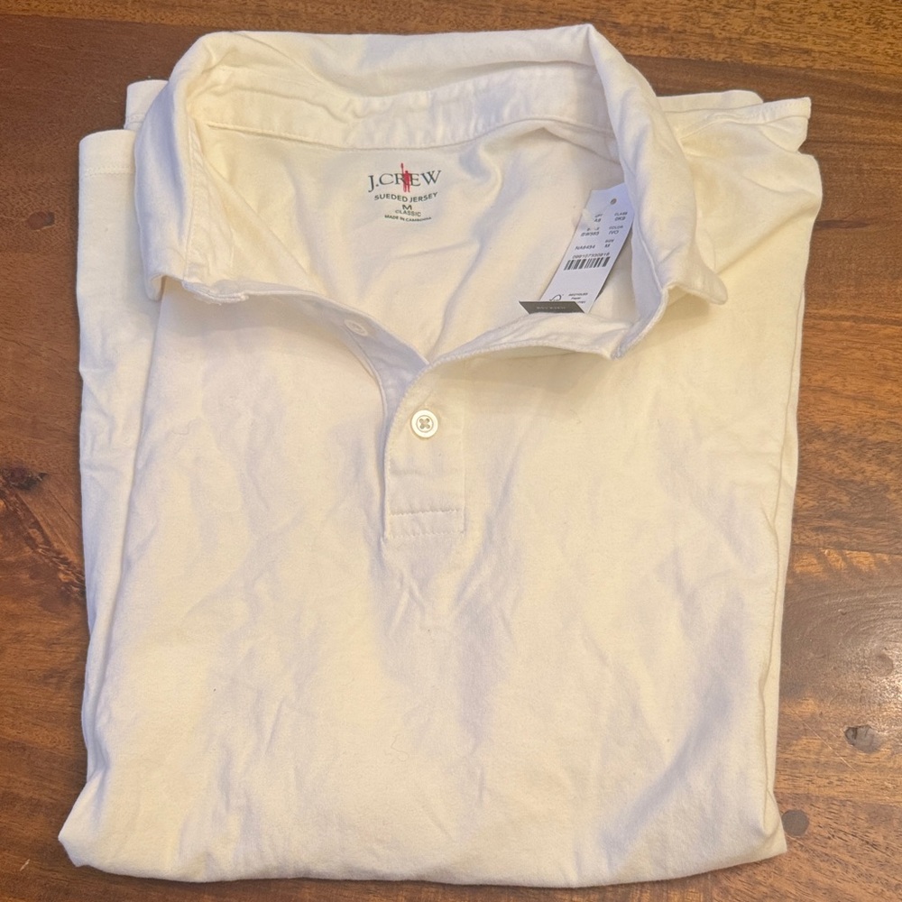 J. Crew White Sueded Jersey Polo